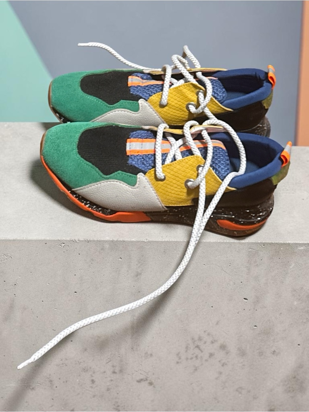 Men's Multicolor Boat Shoes - Green, Yellow & Blue
